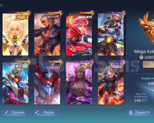 MEGA KOLEKSİYONER FULL KOFLU HESAP