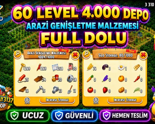 60 LEVEL 4.000 DEPO FULL ARAZİ DOLU GARANTİLİ