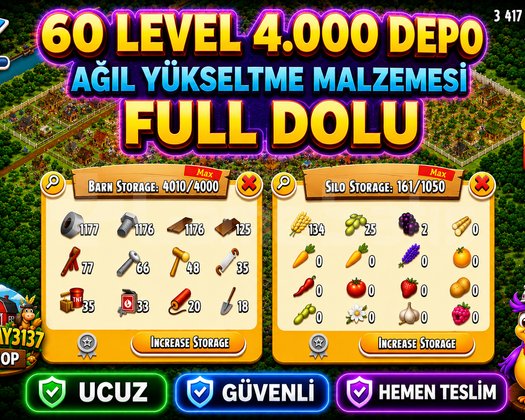60 LEVEL 4000 DEPO FULL AĞIL DOLU GARANTİLİ