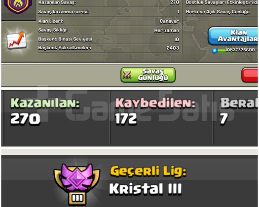 22 LEVELİNTİKAM İSİMLİ KLAN + KRİSTAL LİG !!