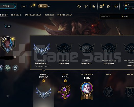 EUW 13.6K MAVİ ÖZ 73 ŞAMPİYON UNRANKED HIGH WR