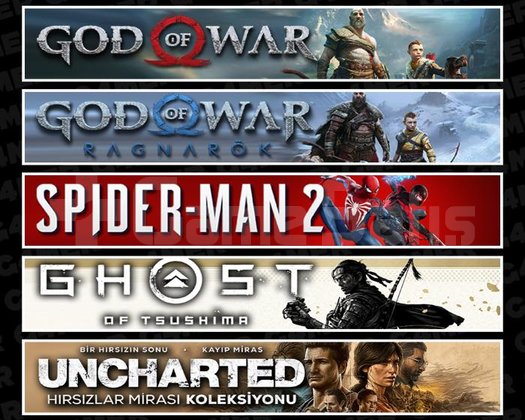 GOW +Ragnarök +Spider 2 +Tsushima +Uncharted