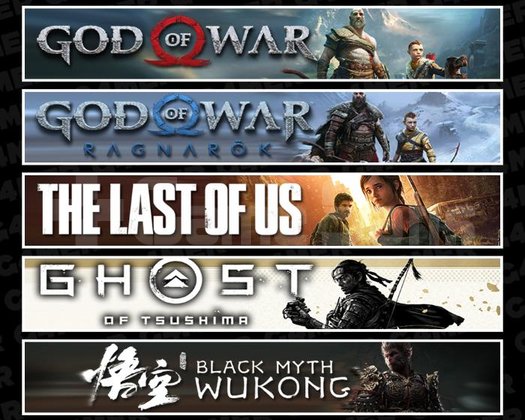 GOW +Ragnarök +TLOU1 +Tsushima +Wukong