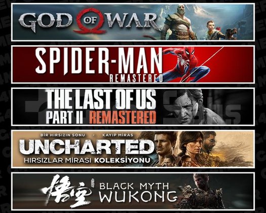 GOW +Spider 1 +TLOU2 +UNCH +Wukong