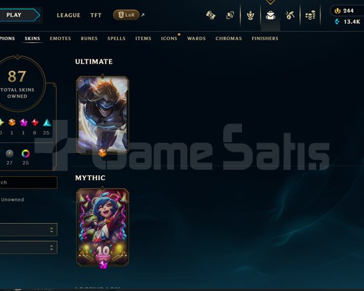 EUW - PLAT 4 - 87 SKIN - +100 CHAMP - TAM ERİŞİM