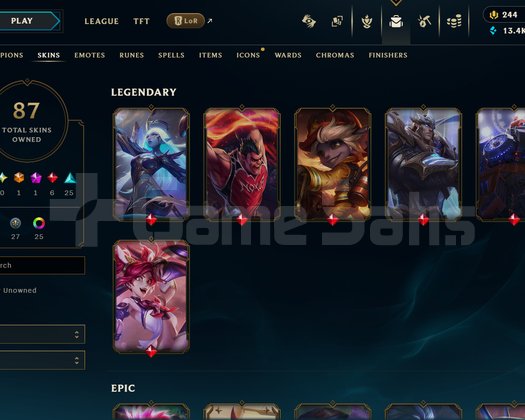 EUW - PLAT 4 - 87 SKIN - +100 CHAMP - TAM ERİŞİM