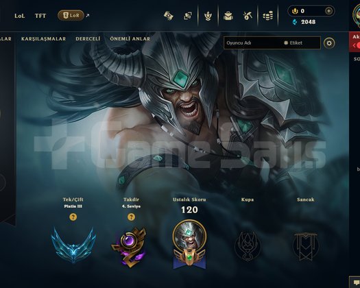 80 WR PLAT 3 YÜKSEK MMR HESAP