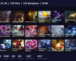 EUW / 69 LVL + 135 SKİN + UNRANKED !!