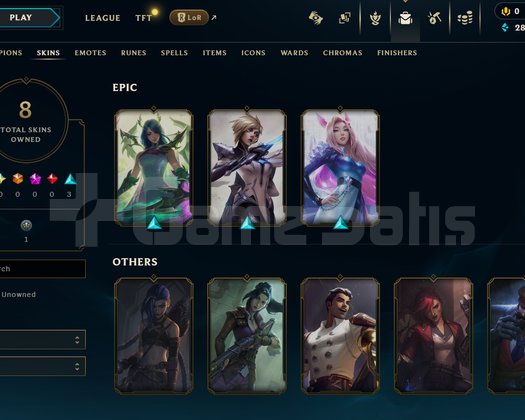 EUW Unranked | 8 Kostüm - 38 Hero | LoL Hesap