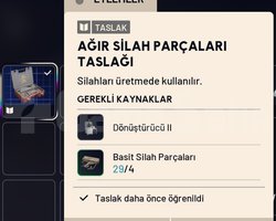 AĞIR SİLAH PARÇALARI TASLAĞI