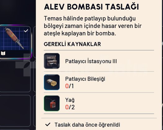 ALEV BOMBASI TASLAĞI