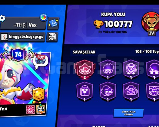100 K HESAP 369 KOSTÜM 103 KARAKTER SÜPER HESAP