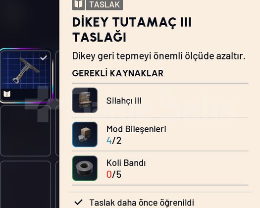 DİKEY TUTAMAÇ III TASLAĞI