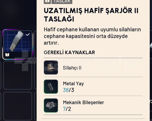 UZATILMIŞ HAFİF ŞARJÖR II TASLAĞI