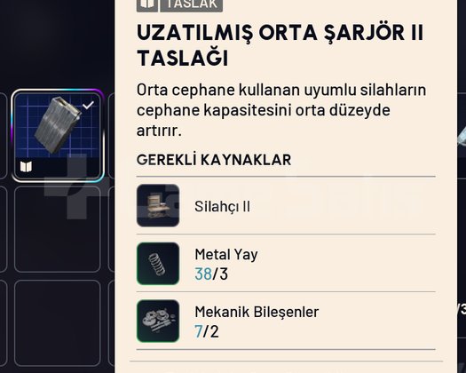 UZATILMIŞ ORTA ŞARJÖR II TASLAĞI