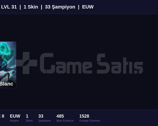 EUW / 31 LVL + 1 SKİN + BRONZE II + MAİL ONAYSIZ !