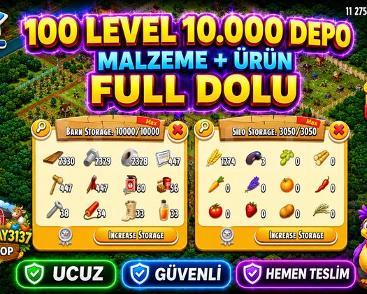100 LEVEL 10.000 DEPO FULL MALZEME DOLU GARANTİLİ