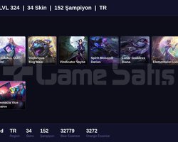 TR / 324 LVL + 34 SKİN + UNRANKED + MAİL ONAYSIZ !
