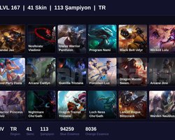 TR / 167 LVL + 41 SKİN + SILVER IV !!