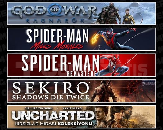 Ragnarök +Miles +Spider 1 +Sekiro +Uncharted