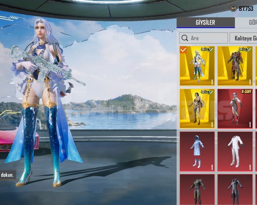 Full Dolu pubg hesabı 6X Spor Araba - 3 Adet XSuit