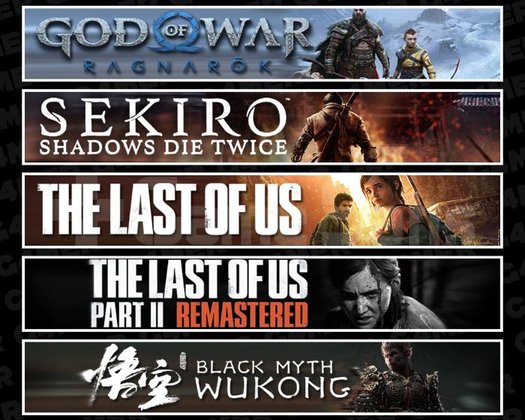Ragnarök +Sekiro +TLOU1 +2 +Wukong