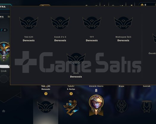 UNRANKED DERECELİ HAZIR HANMADE FRESH MMR FRESH AC