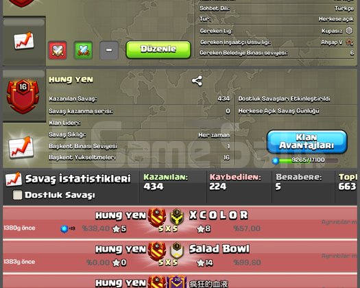 16 LVL USTA 1 LİGLİ KLAN