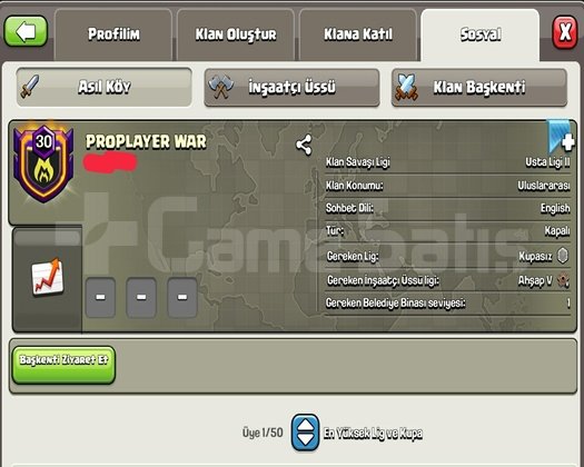 30 LEVEL PRO PLAYER WAR BAŞKENT 3331 HEMEN TESLİM