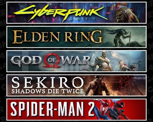 Cyberpunk +Elden +GOW +Sekiro +Spider 2