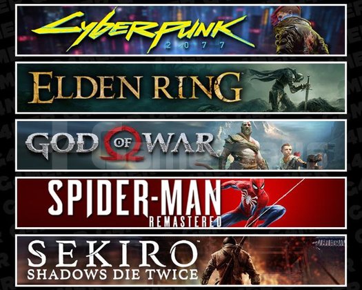 Cyberpunk +Elden +GOW +Spider 1 +Sekiro