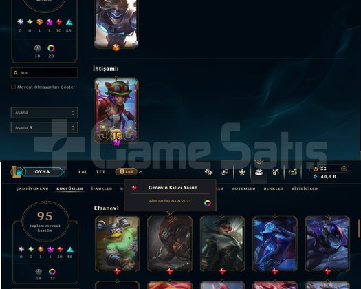GOLD 1 76 LP 95 SKİN FULL ŞAMPİYON 242 LVL HANMADE