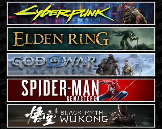 Cyberpunk +Elden +Ragnarök +Spider 1 +Wukong
