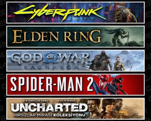 Cyberpunk +Elden +Ragnarök +Spider 2 +Uncharted