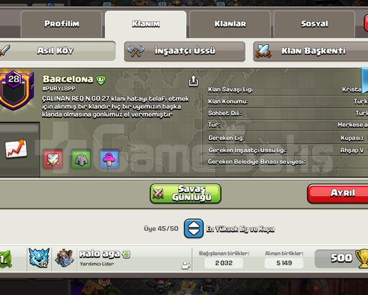 28 seviye BARCELONA mukemmel klan