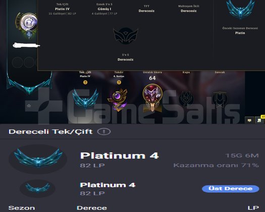 PLAT 4 82 LP 71 WR +30 -10 HANMADE HİGH MMR