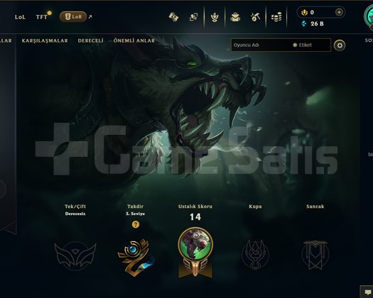 16 lvl warwick skinli 26k mavi öz