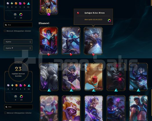 0 WİN 1 LOSE SİLVER1 S13 ACC YERLEŞTİRMEDE 23 SKİN