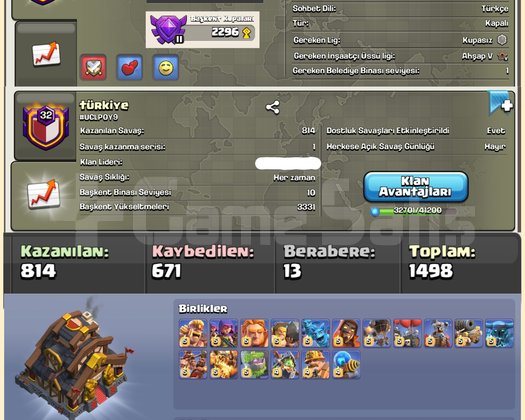 32.8 LEVEL | MÜKEMMEL İSİMLİ | BAŞKENT MAX KLAN !!