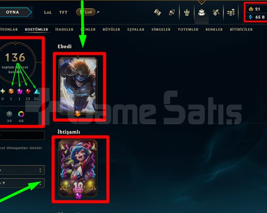 TR + 299 LVL + 136 KOSTÜM + ZÜMRÜT 1 + MAİL!