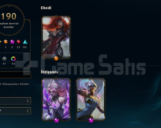 190 KOSTÜM / UNRANKED / FULL ŞAMPİYON / 490 level
