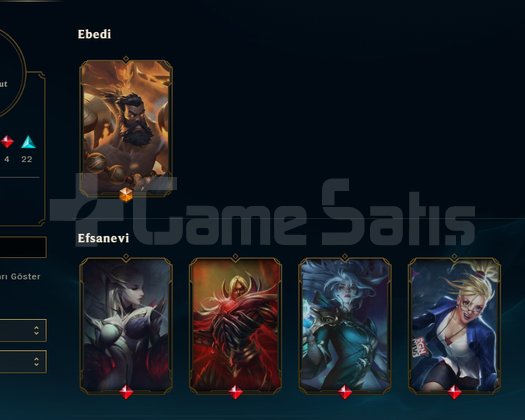 EUW / 65 Şampiyon / 40 Kostüm / 90 lvl / 1125rp