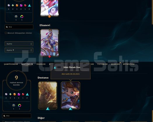 UNRANKED DERECELİ HAZIR 21 TARİHLİ 9 SKİN 1 EBEDİ