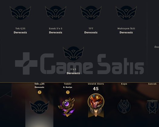 UNRANKED DERECELİ HAZIR 21 TARİHLİ 9 SKİN 1 EBEDİ