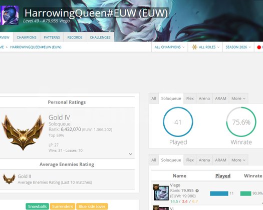 75 WİNRATE EUW MASTERA KASMALIK HESAP