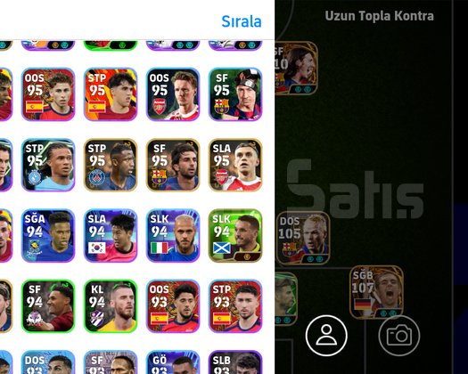 3300+KG 4+ bombacı 110 messi 108 lahm 105 marcelo