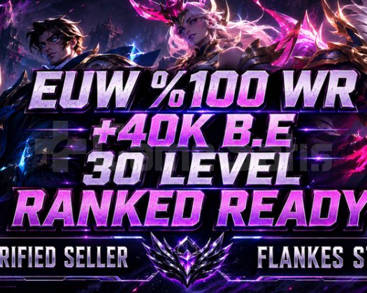 100 WINRATE EUW +40K-60K M.ÖZ VİP 30 LVL UNRANKED