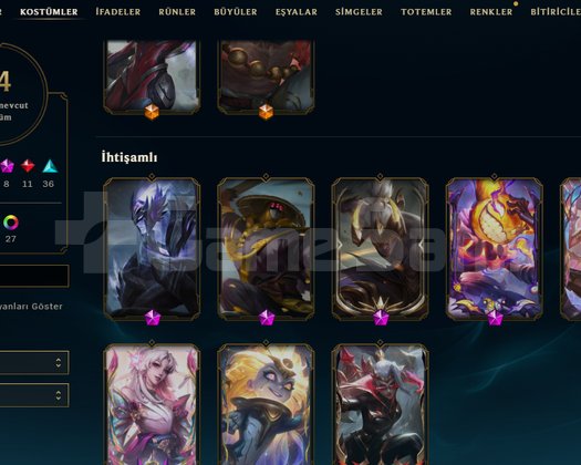 84 SKIN FULL PRESTİJ + BÜTÜN ŞAMPİYONLAR AÇIK