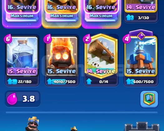 CLASH ROYALE 13000 KUPALI MAXLI 16 EVRIMLI 4 KAHLI
