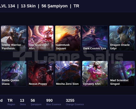 TR / 134 LVL + 13 SKİN + UNRANKED !!